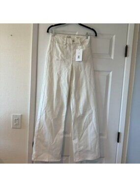 FRAME Denim Le Slim Palazzo White Denim High Rise Wide Leg Jeans Size 26 NWT
